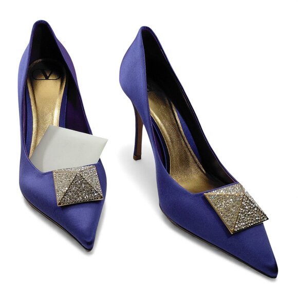 Valentino Garavani Womens One Stud 100mm Violet Satin Pumps -Size EU 38- (0574) - Picture 5 of 16
